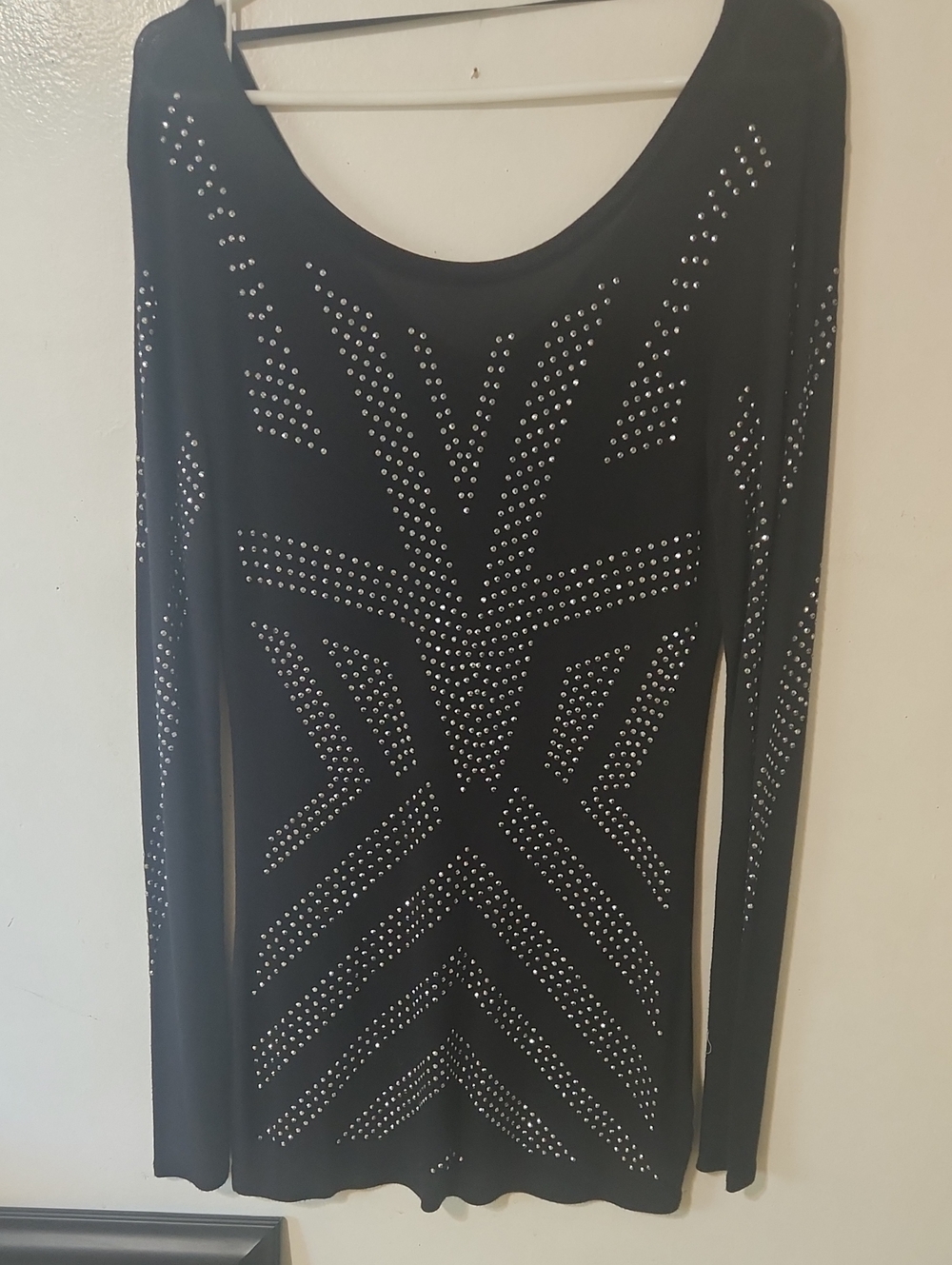 Rock & Republic Black Long Sleeve Studded Dress